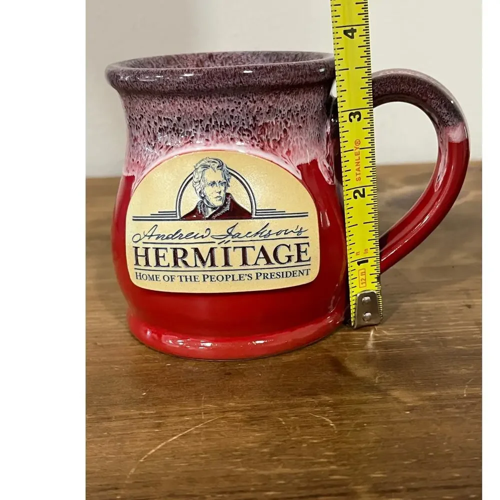 Deneen Pottery Andrew Jackson Hermitage Mug Red Hand‎ Thrown USA 2015